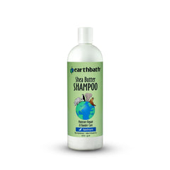 earthbath champú manteca de karité para perros, botella visible, hidrata piel sensible y pelaje suave.