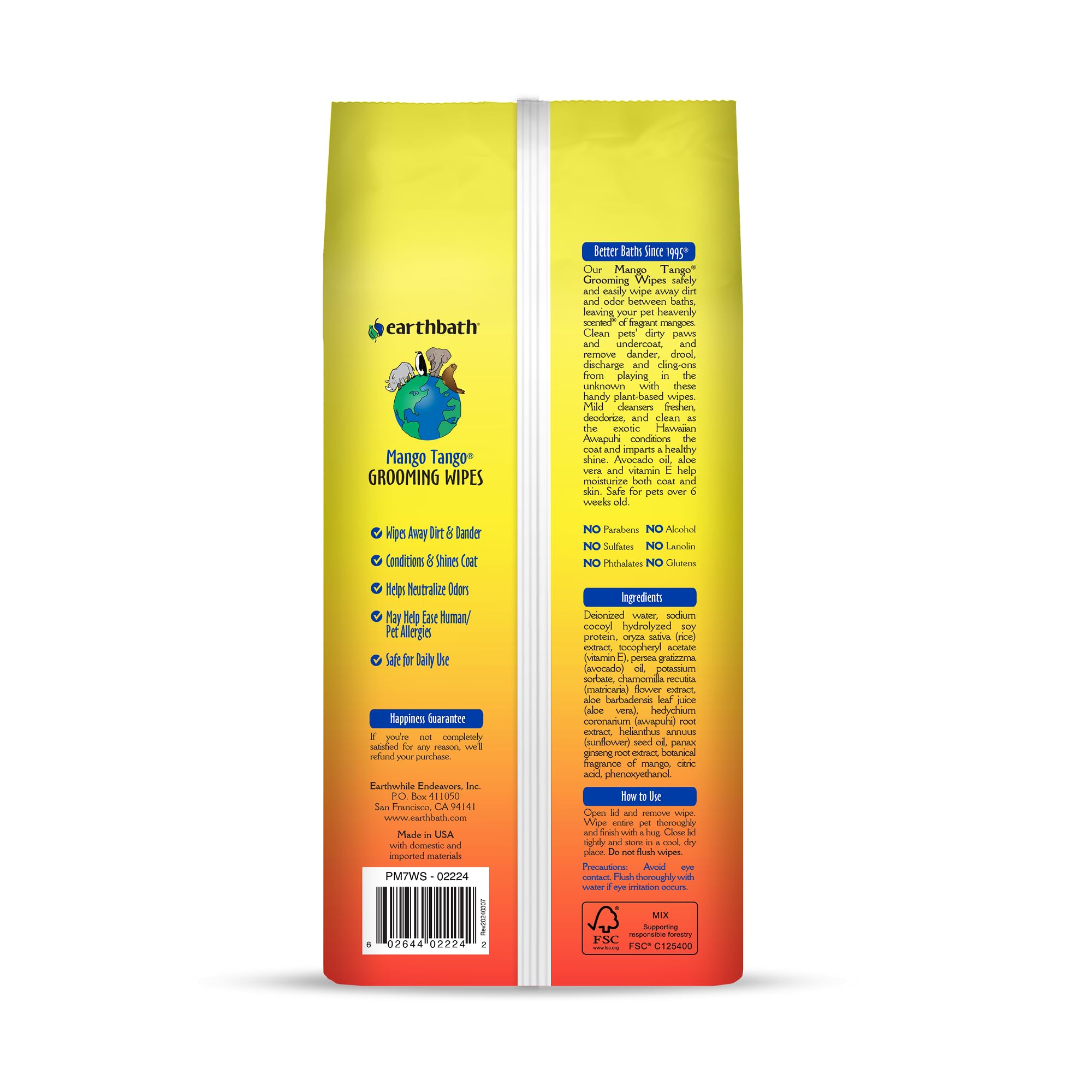 Earthbath Mango Tango: toallitas para patas, eliminan suciedad y dejan las patas limpias.