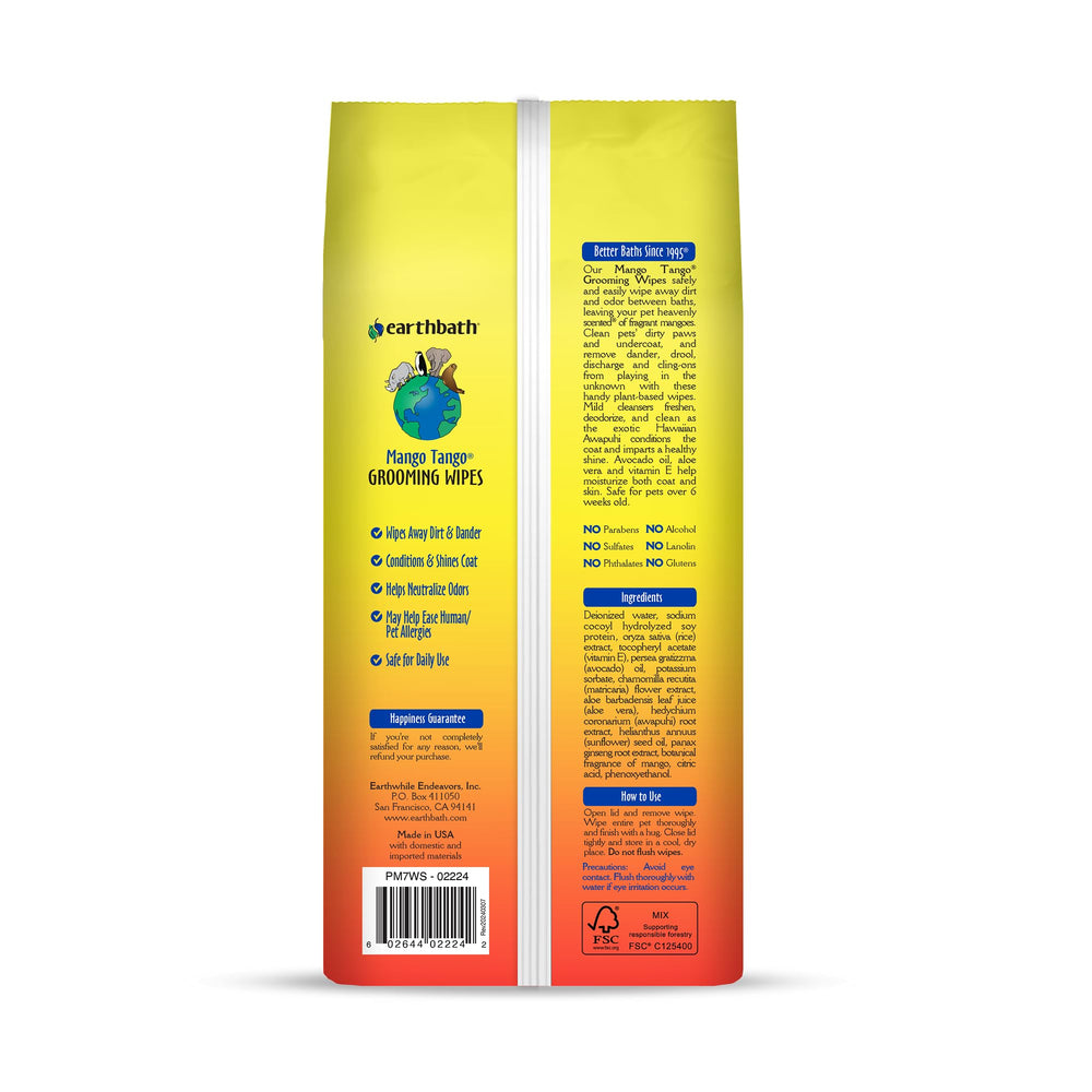 Earthbath Mango Tango: toallitas para patas, eliminan suciedad y dejan las patas limpias.