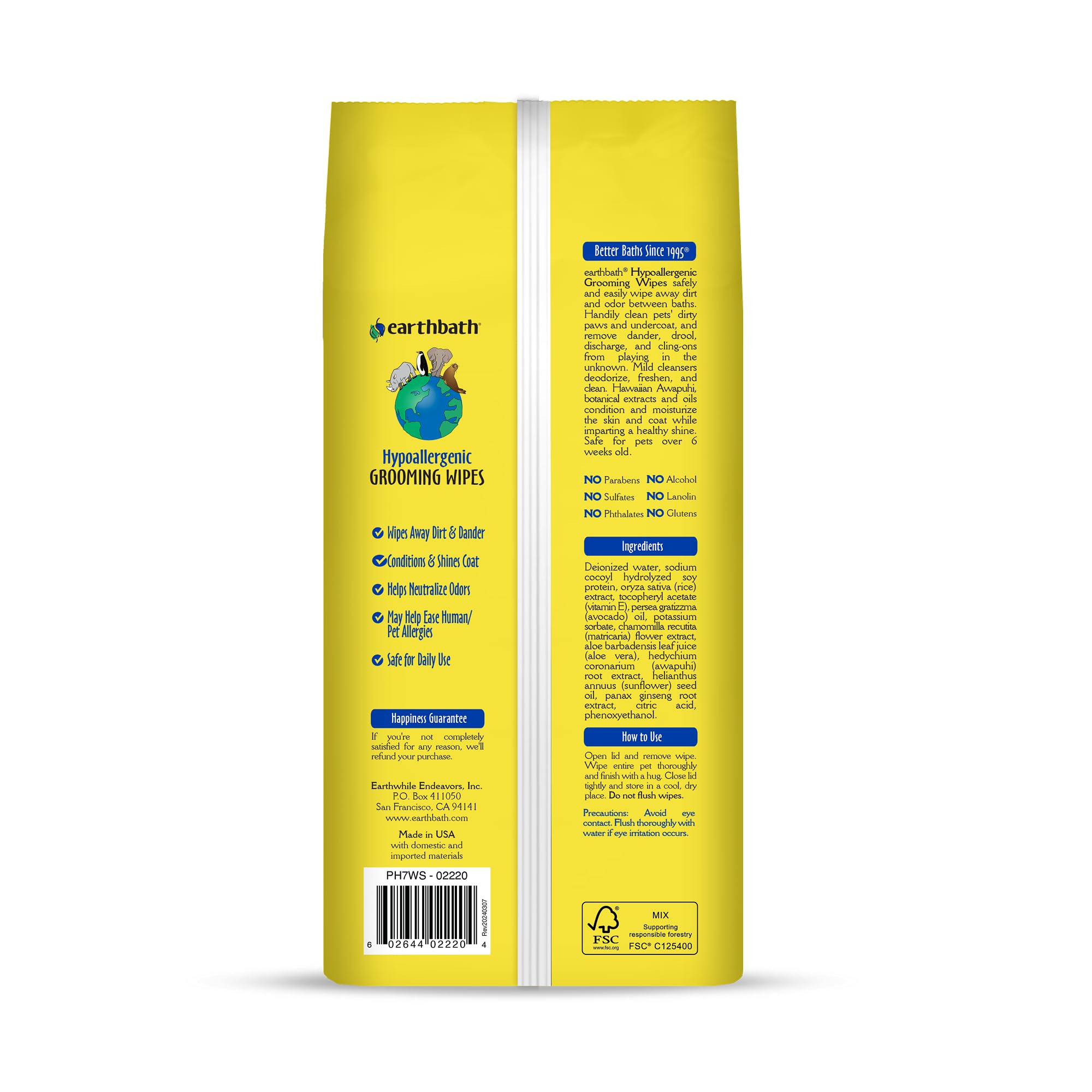 earthbath: toallitas hipoalergénicas para área trasera, higiene cómoda y delicada
