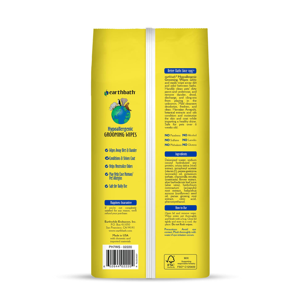 earthbath: toallitas hipoalergénicas para área trasera, higiene cómoda y delicada