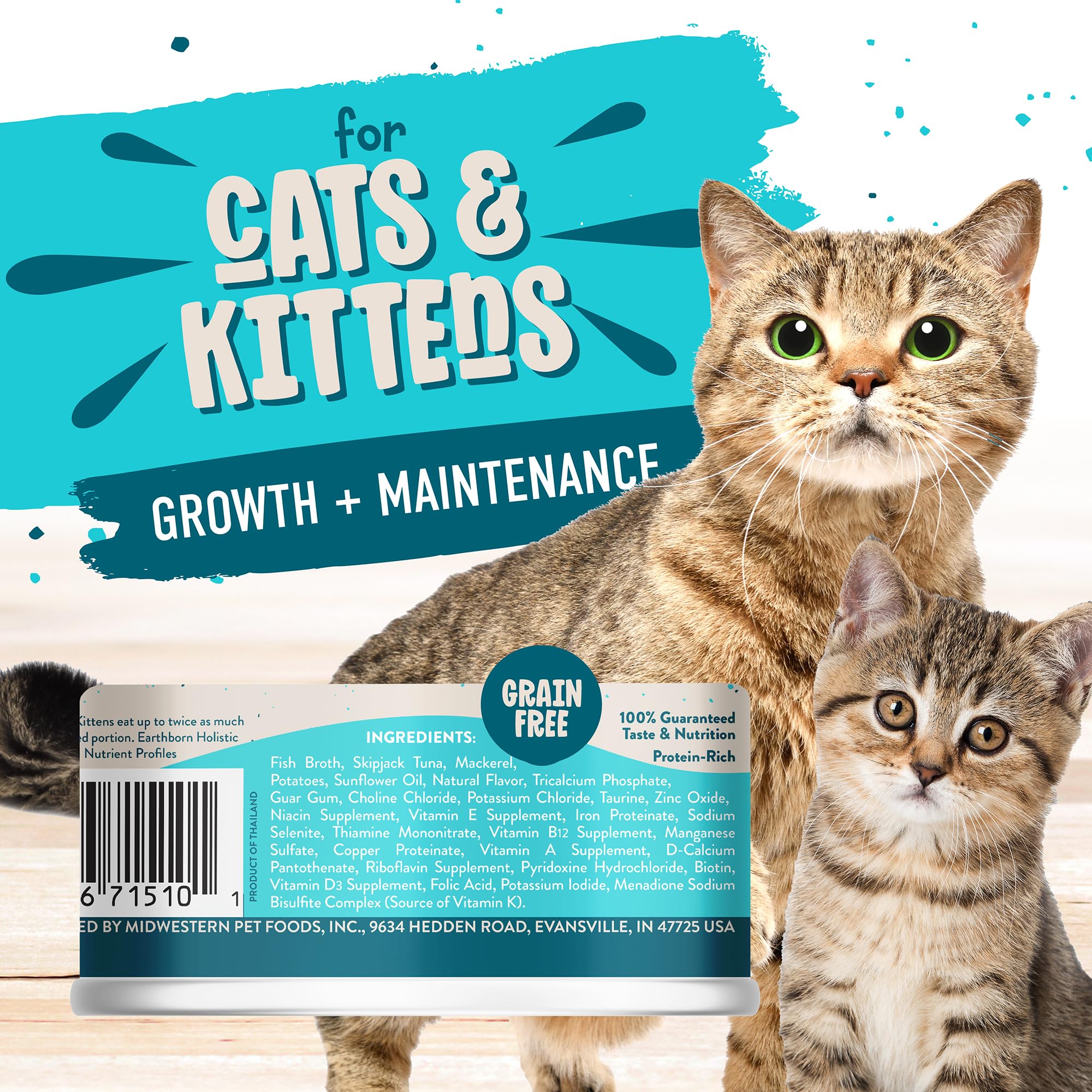 Earthborn Holistic Monterey Medley: trozos de patata visibles, textura sabrosa para gatos curiosos.