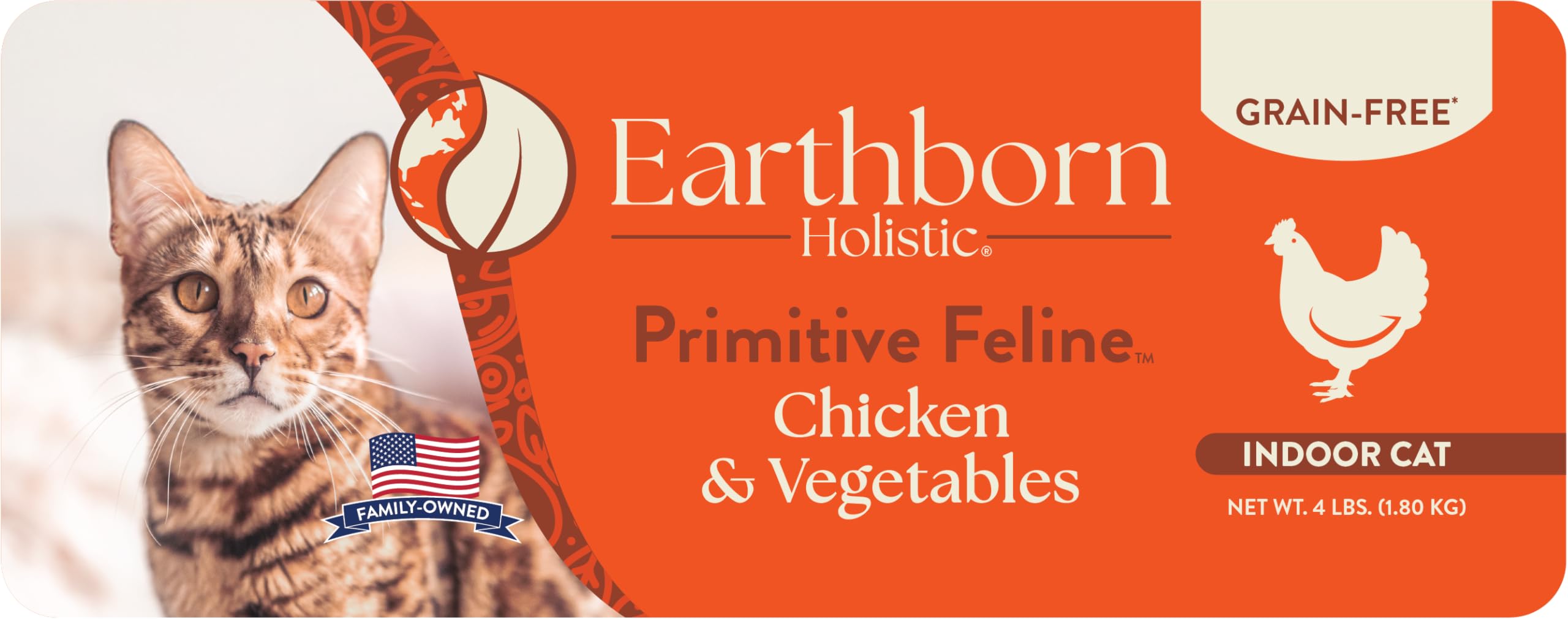 Earthborn Holistic Primitive Feline: vegetales y frutas con antioxidantes para bienestar diario.