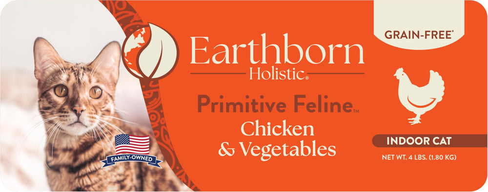 Earthborn Holistic Primitive Feline: vegetales y frutas con antioxidantes para bienestar diario.