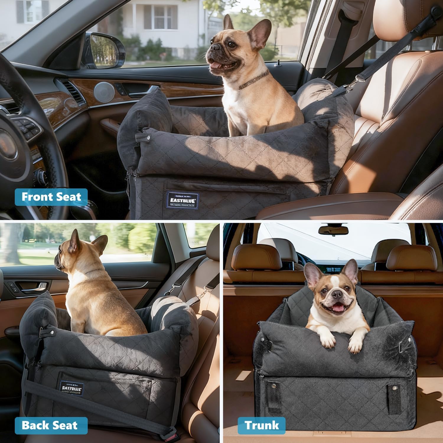 Instalación segura EASTBLUE con opciones de fijación, menos movimiento del perro.