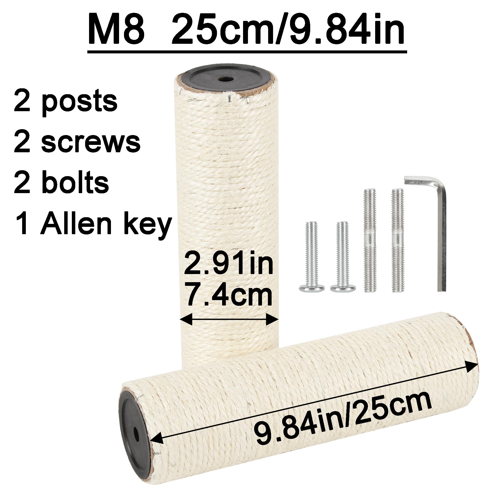 ECCIBOUN poste sisal M8 30 cm, soporte duradero para rascado