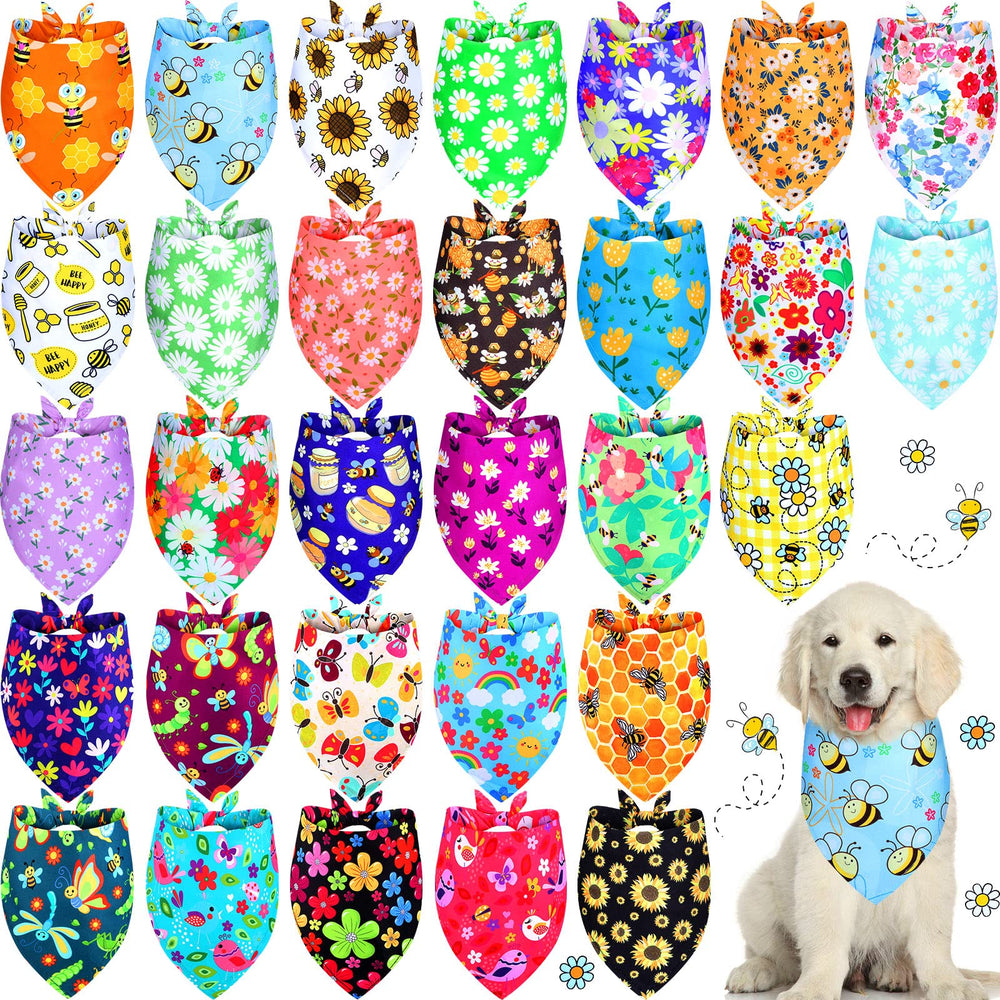 Bandanas triangulares de Eccliy para perros con flores, colores vibrantes para paseos.