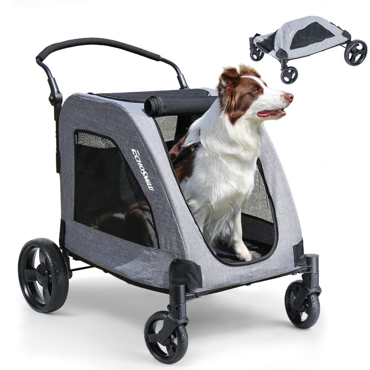 EchoSmile XL carrito para perros grandes con enfoque todoterreno y seguridad