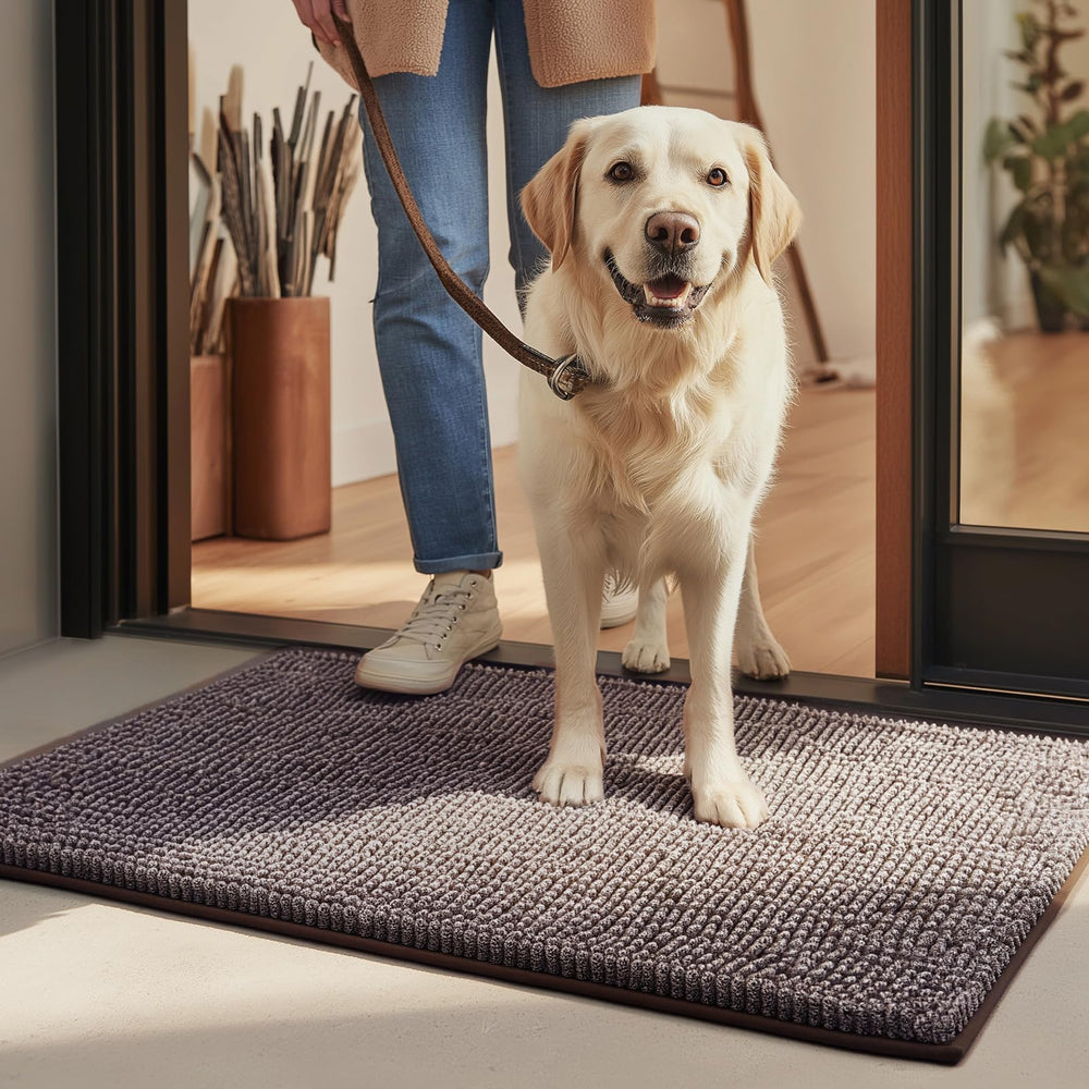 Felpudo EHEYCIGA para perros absorbe patas mojadas en la entrada.