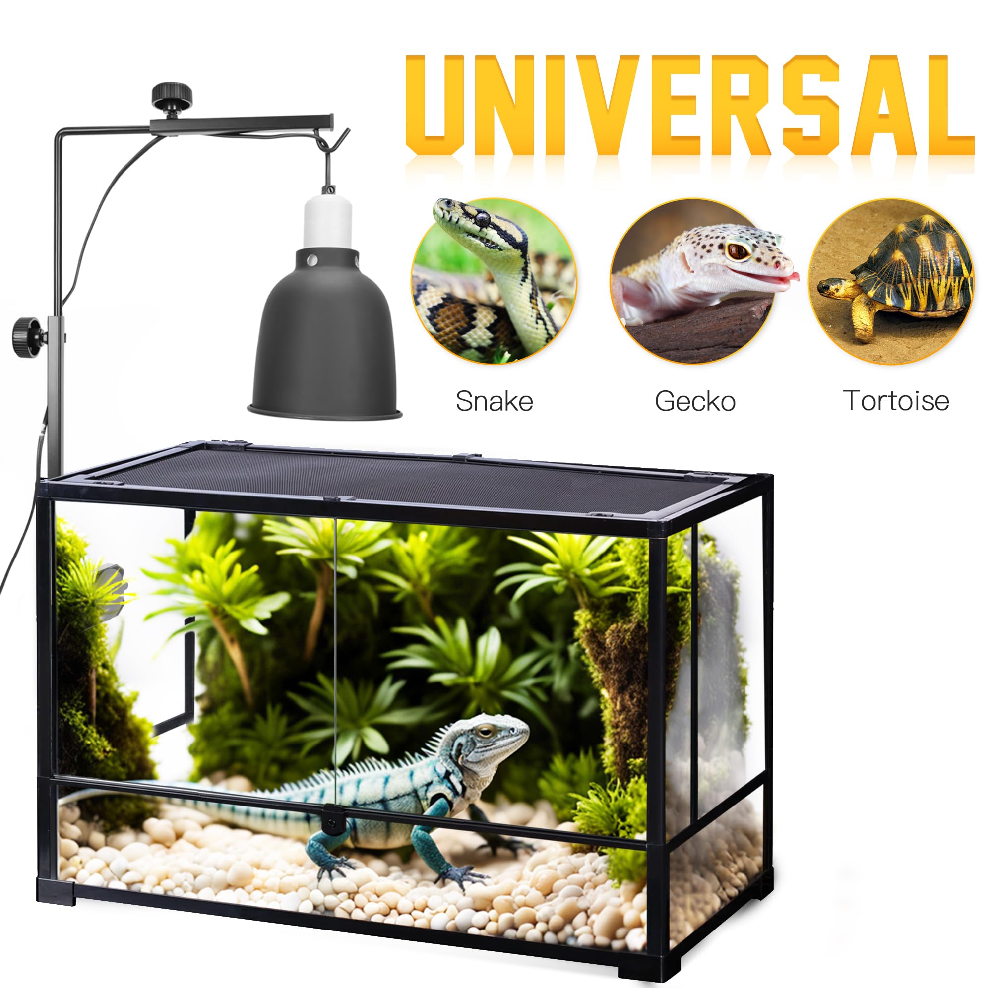 Compatible con terrarios variados como geckos, lagartos y tortugas.