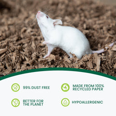 ECO BEDDING FiberCore está hecho con materiales ecológicos para el hábitat de mascotas.