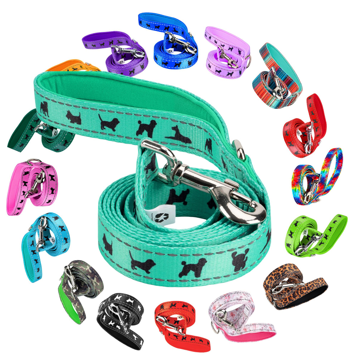 EcoBark correa para perro con asa acolchada, agarre cómodo durante paseos largos.