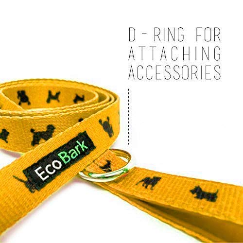 EcoBark correa-perro eco-amigable hecha de botellas recicladas para paseos sostenibles.