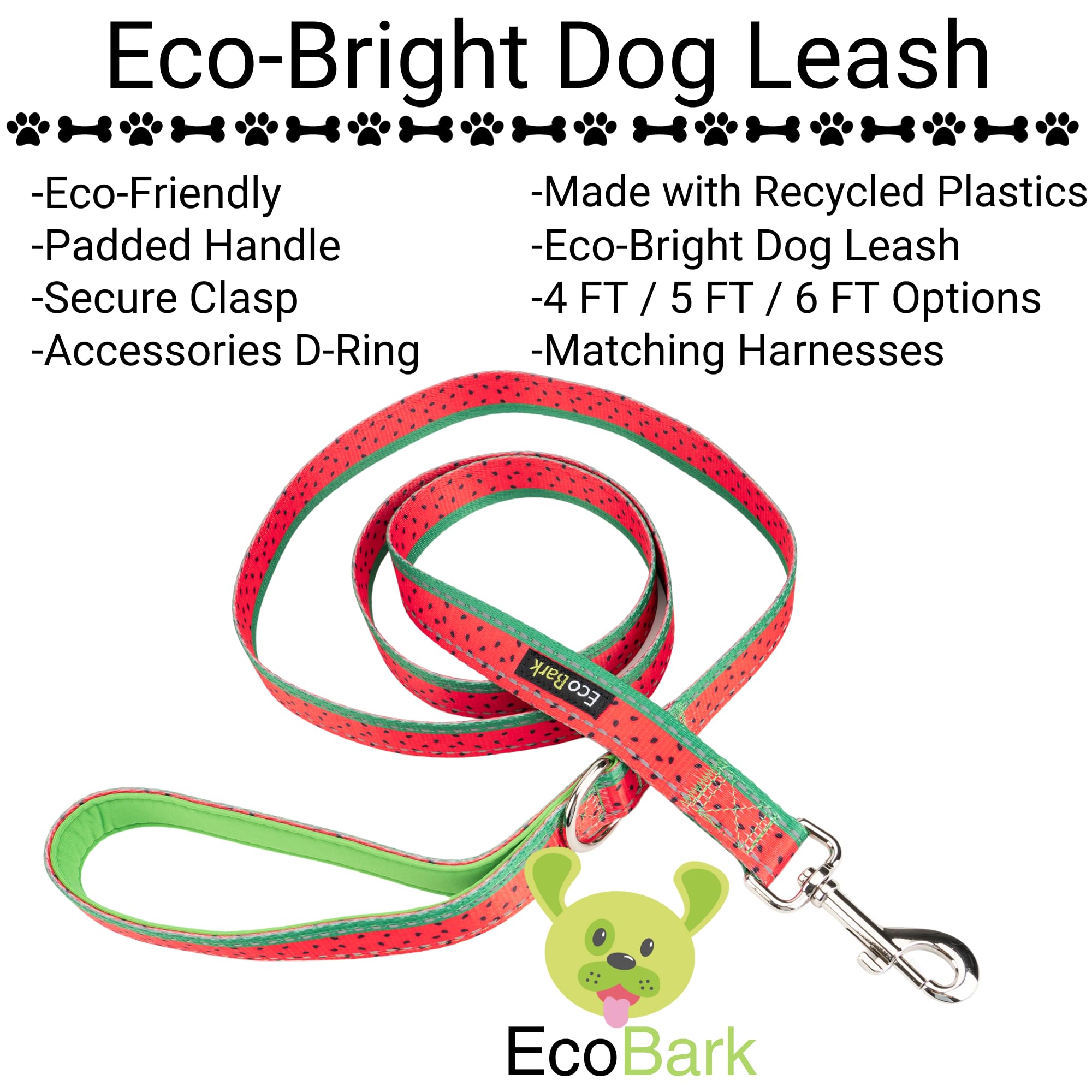 EcoBark correa color sandía para uso diario y entrenamiento.