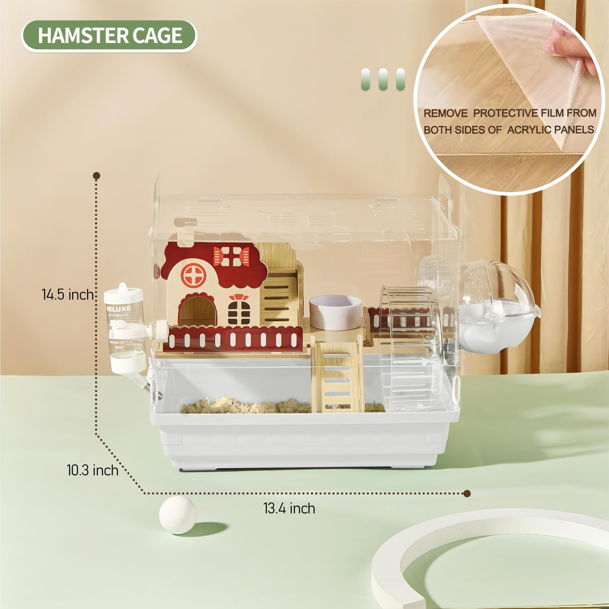 ECOCEN caja hamster acrílica 8 en 1, interior espacioso para explorar y jugar.