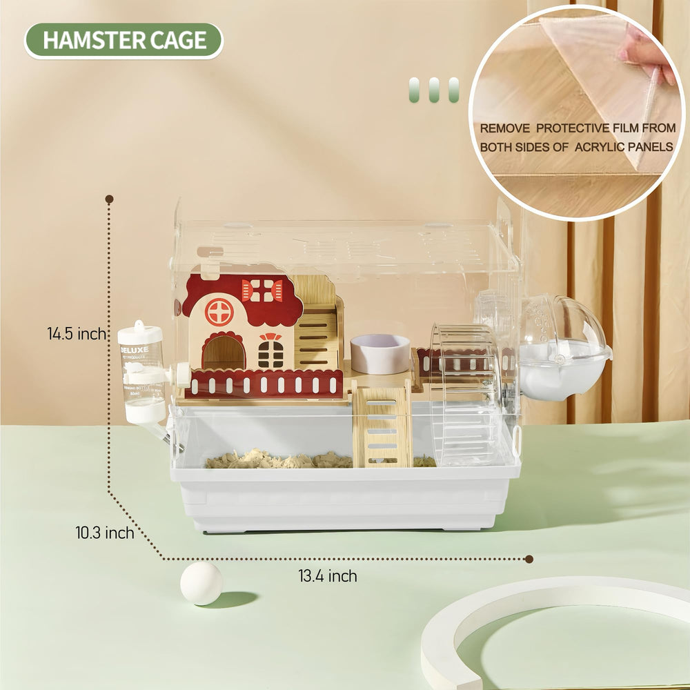ECOCEN caja hamster acrílica 8 en 1, interior espacioso para explorar y jugar.