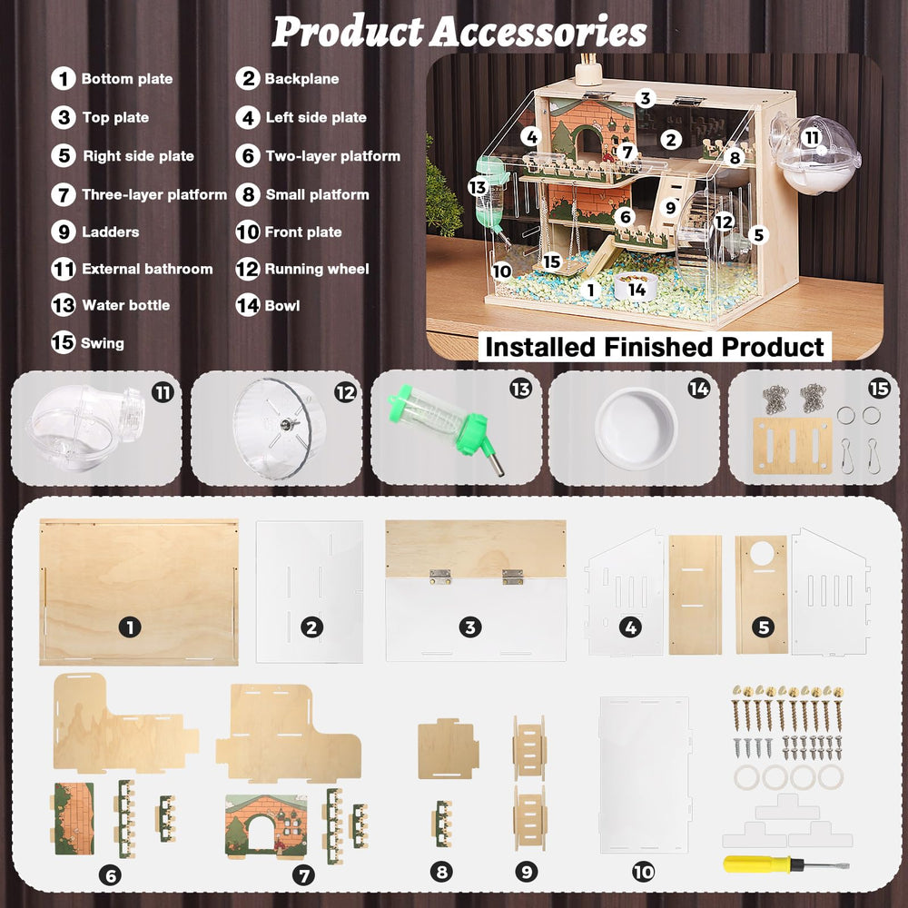 Jaula ECOCEN hámster con rampa y rueda de 18 cm para ejercicio.