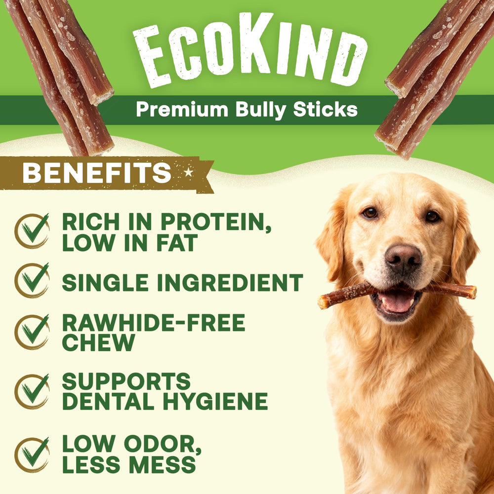 EcoKind Palitos de res naturales de 12 pulgadas para perros, alternativa al cuero crudo.