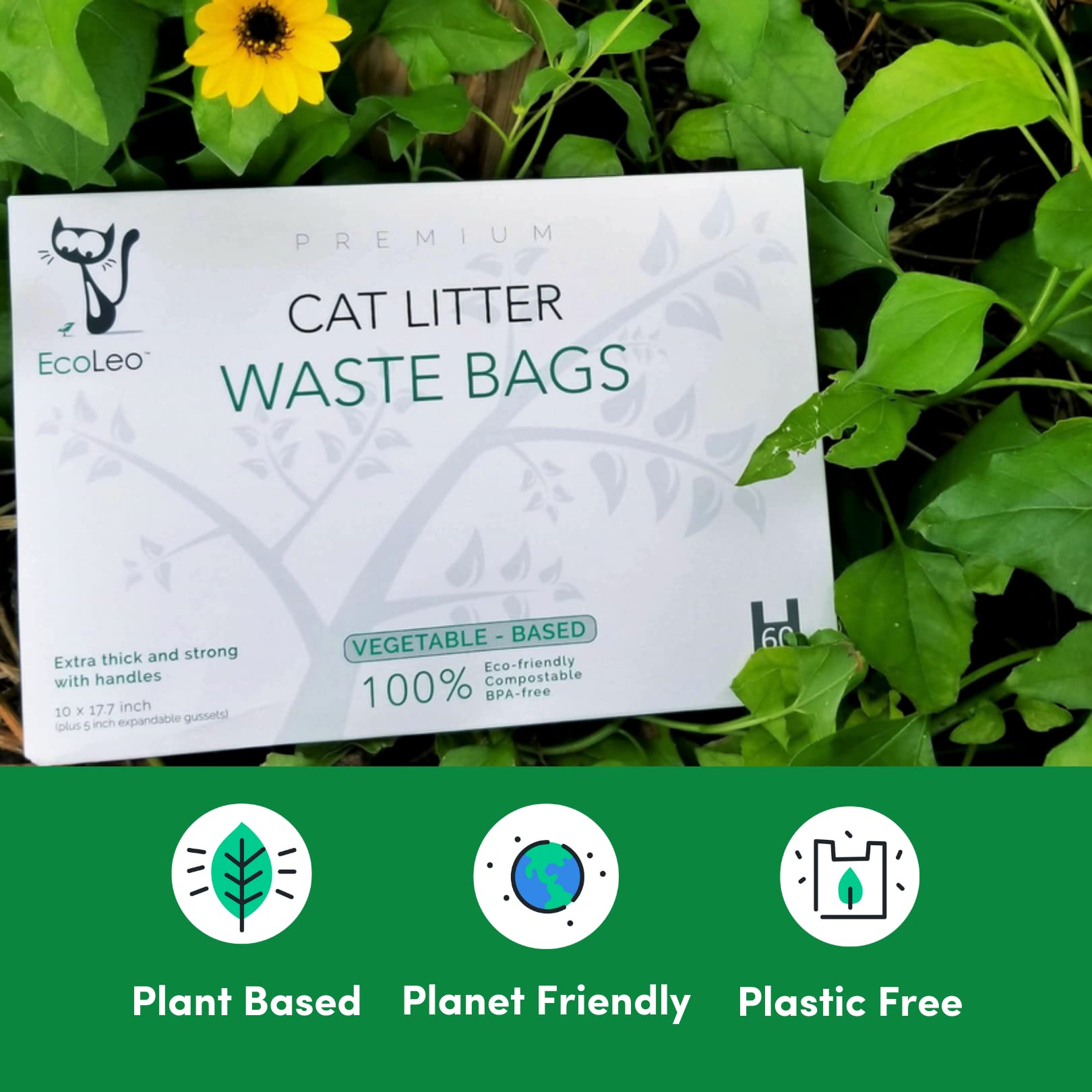 EcoLeo bolsas litter gato negro mate: fuertes y sin fragancia