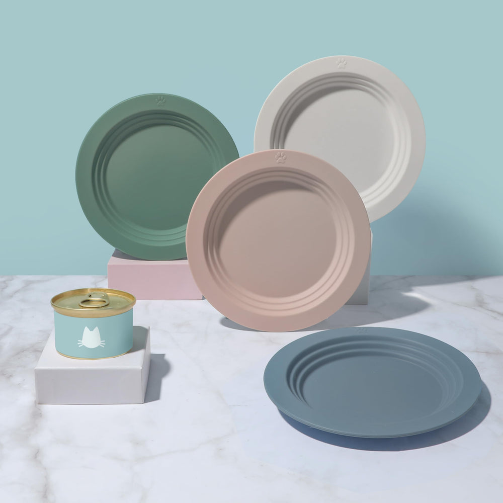 EcoLeo plato gatos silicona platina, apto lavavajillas y microondas