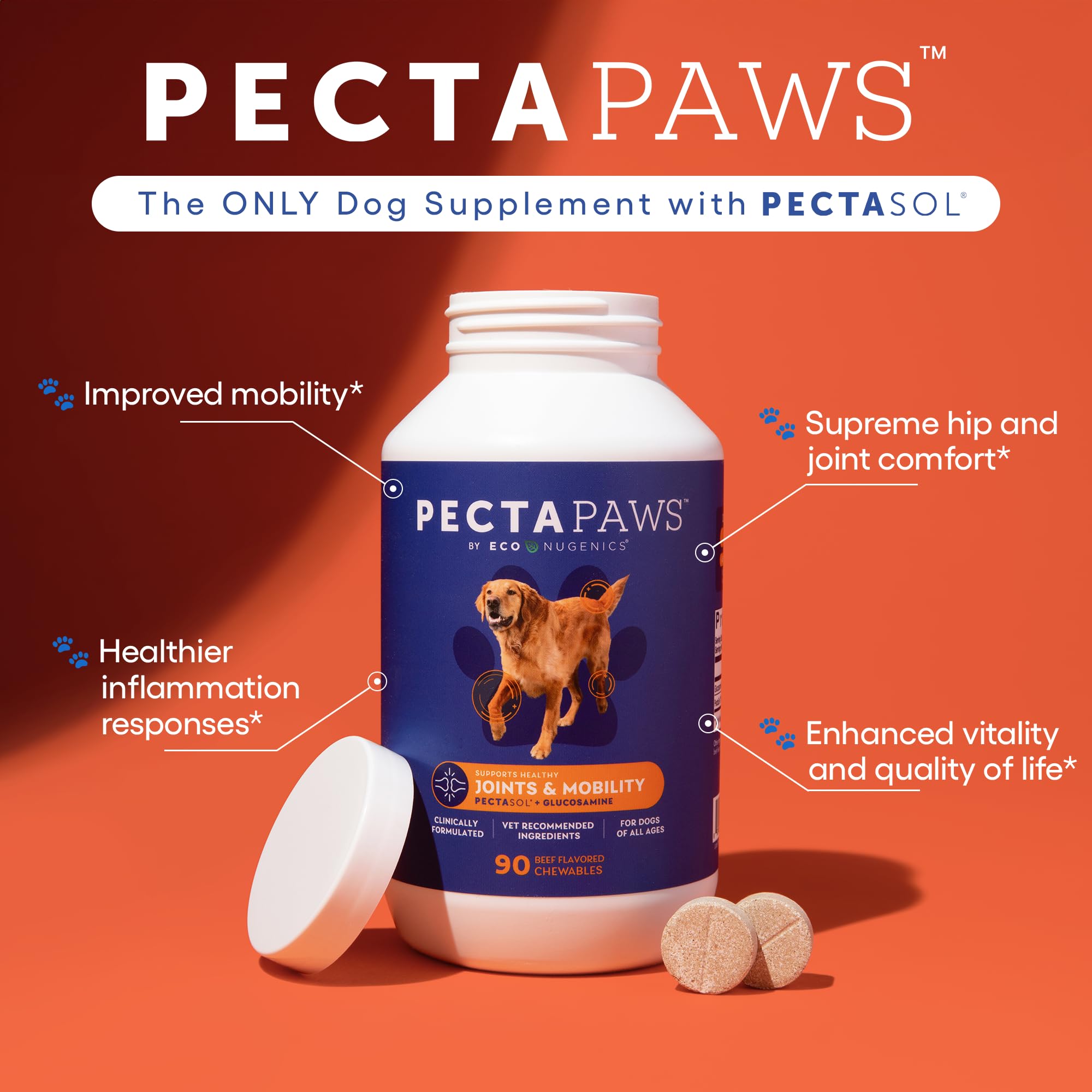 EcoNugenics PectaPaws articulaciones del perro para movilidad suave