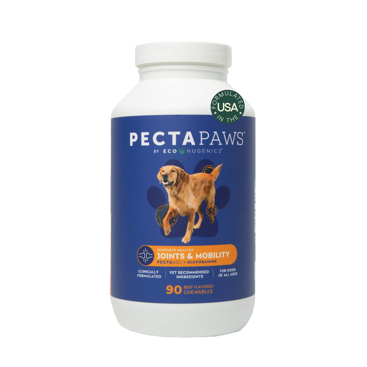 EcoNugenics PectaPaws gomitas sabor res para movilidad diaria del perro