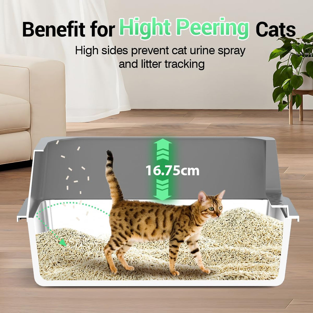 Caja Ecsdsvsd para gatos, paredes altas previenen salpicaduras.