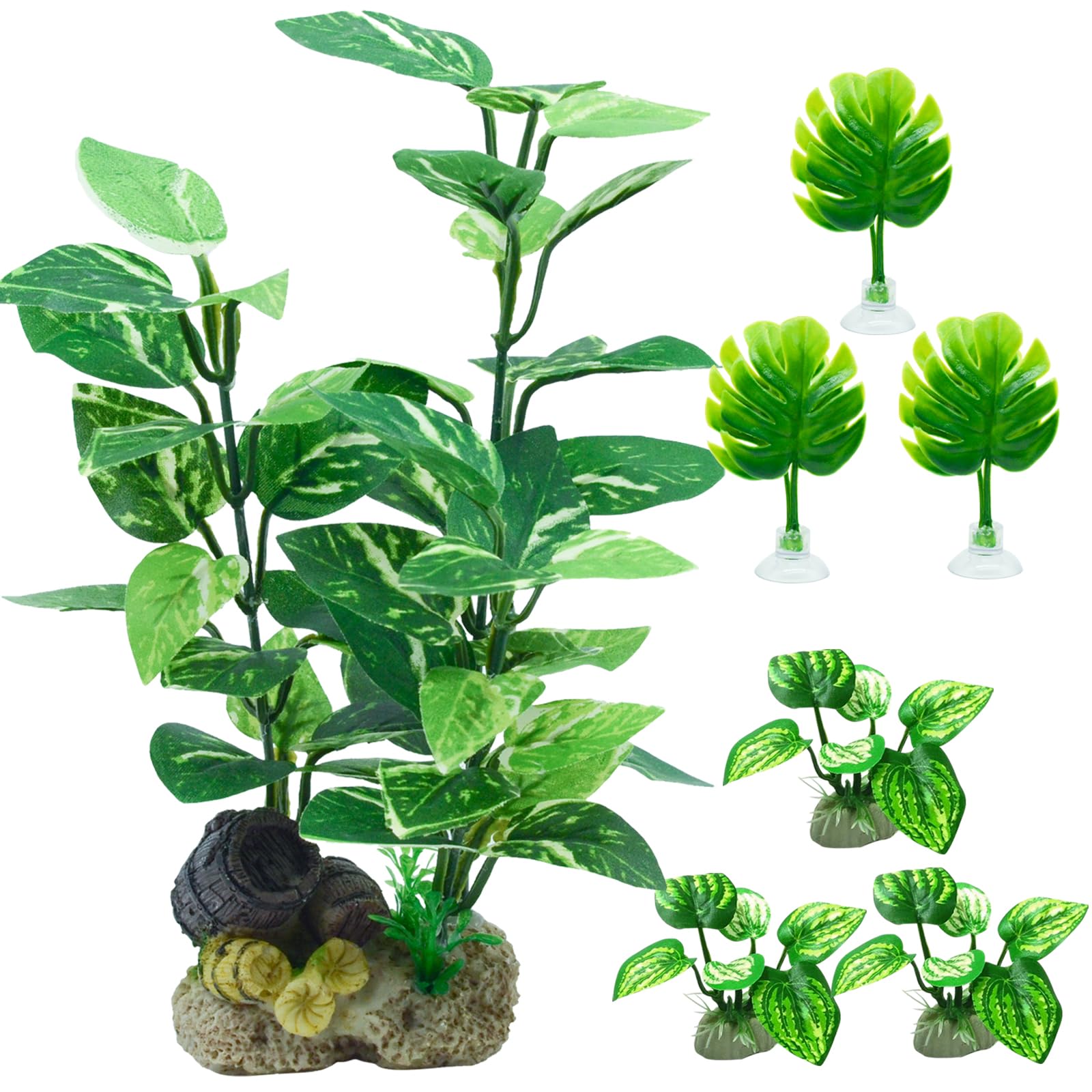 EDGCTYU plantas artificiales para acuario, conjunto verde, ideal para refugio visual