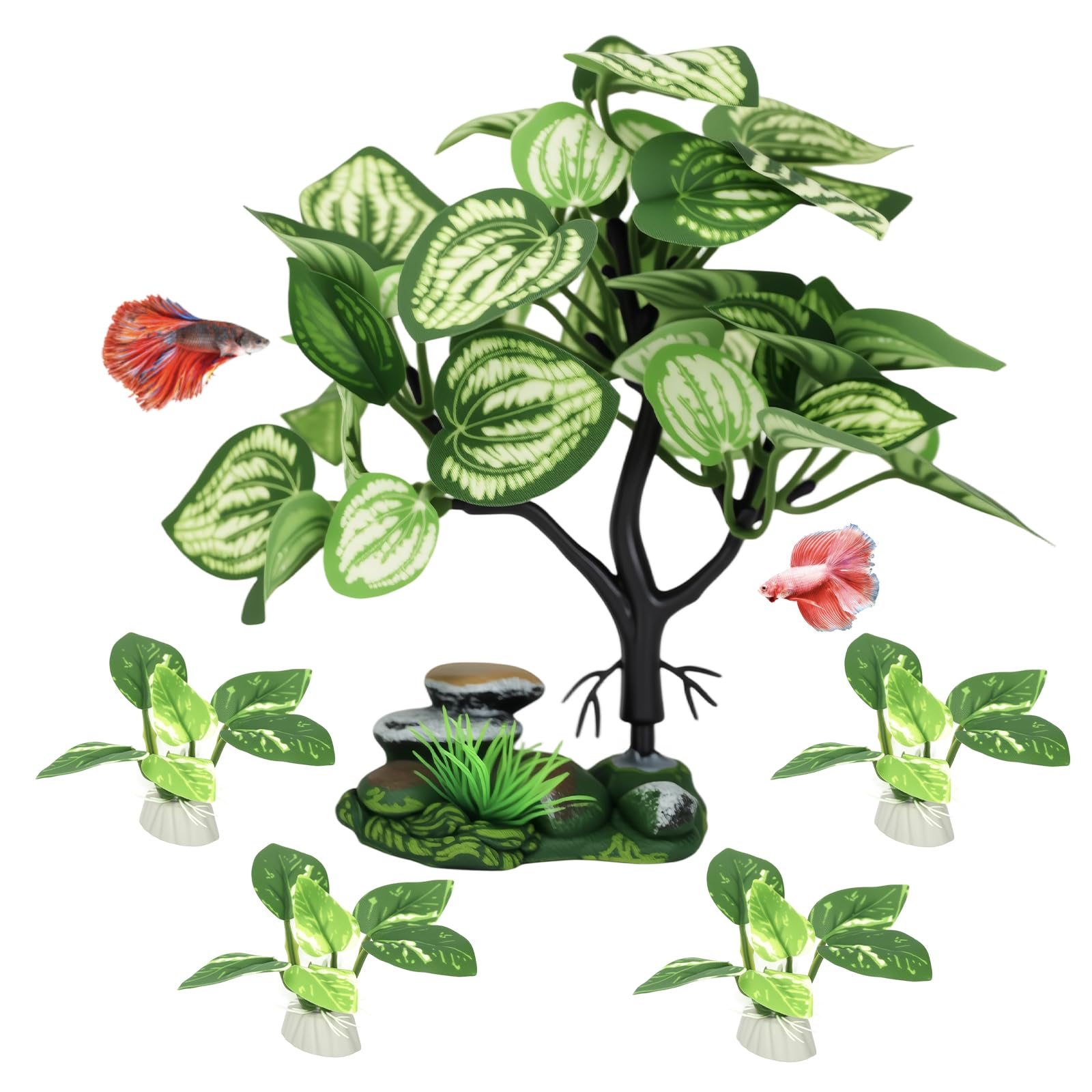 EDGCTYU betta plantas de seda: decoración suave y segura para el acuario.
