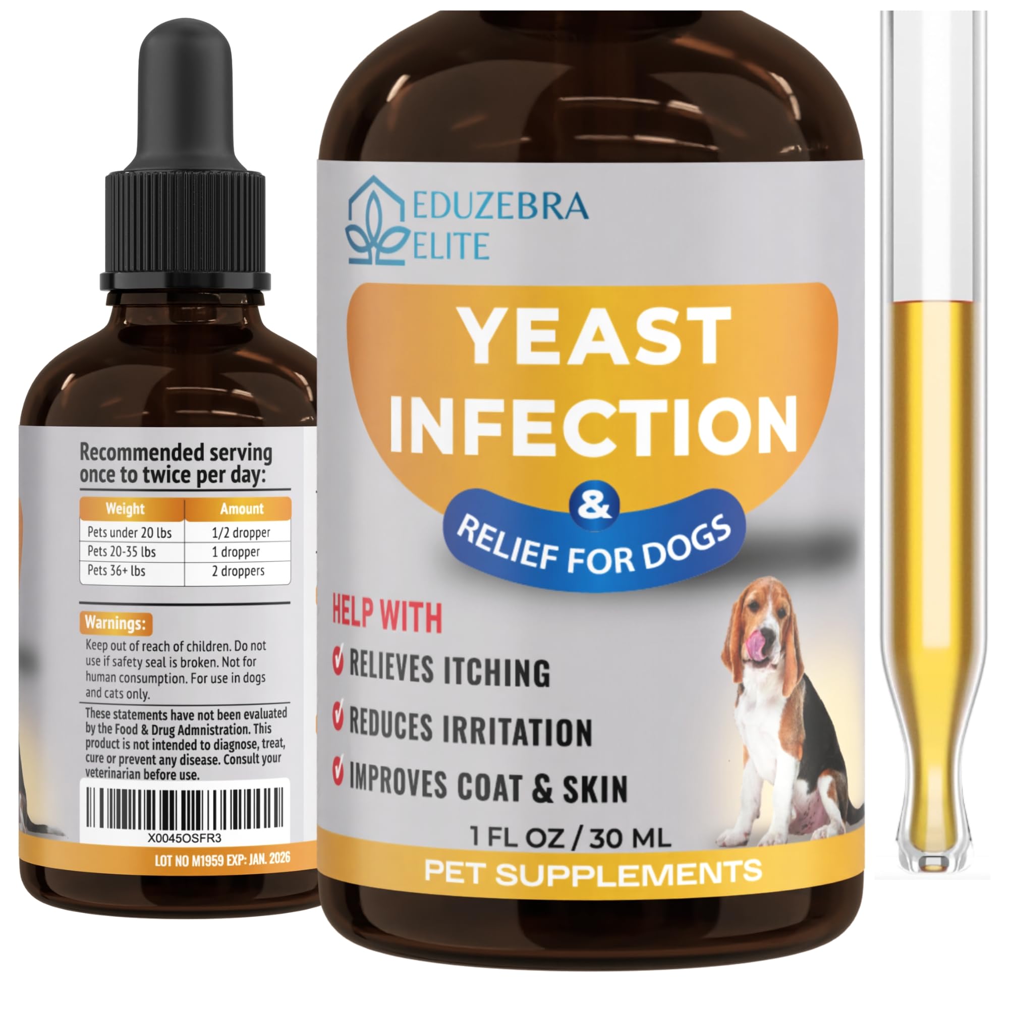 EduZebra tratamiento para infecciones por hongos en perros, en bote, posible alivio de irritación.