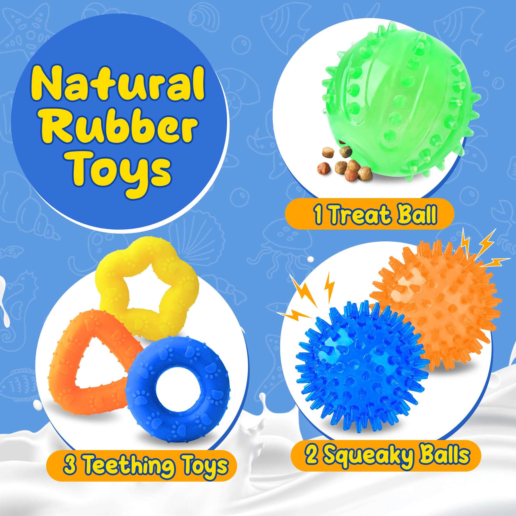 Pelotas con chirriador Eefitoys para juego activo y búsqueda.