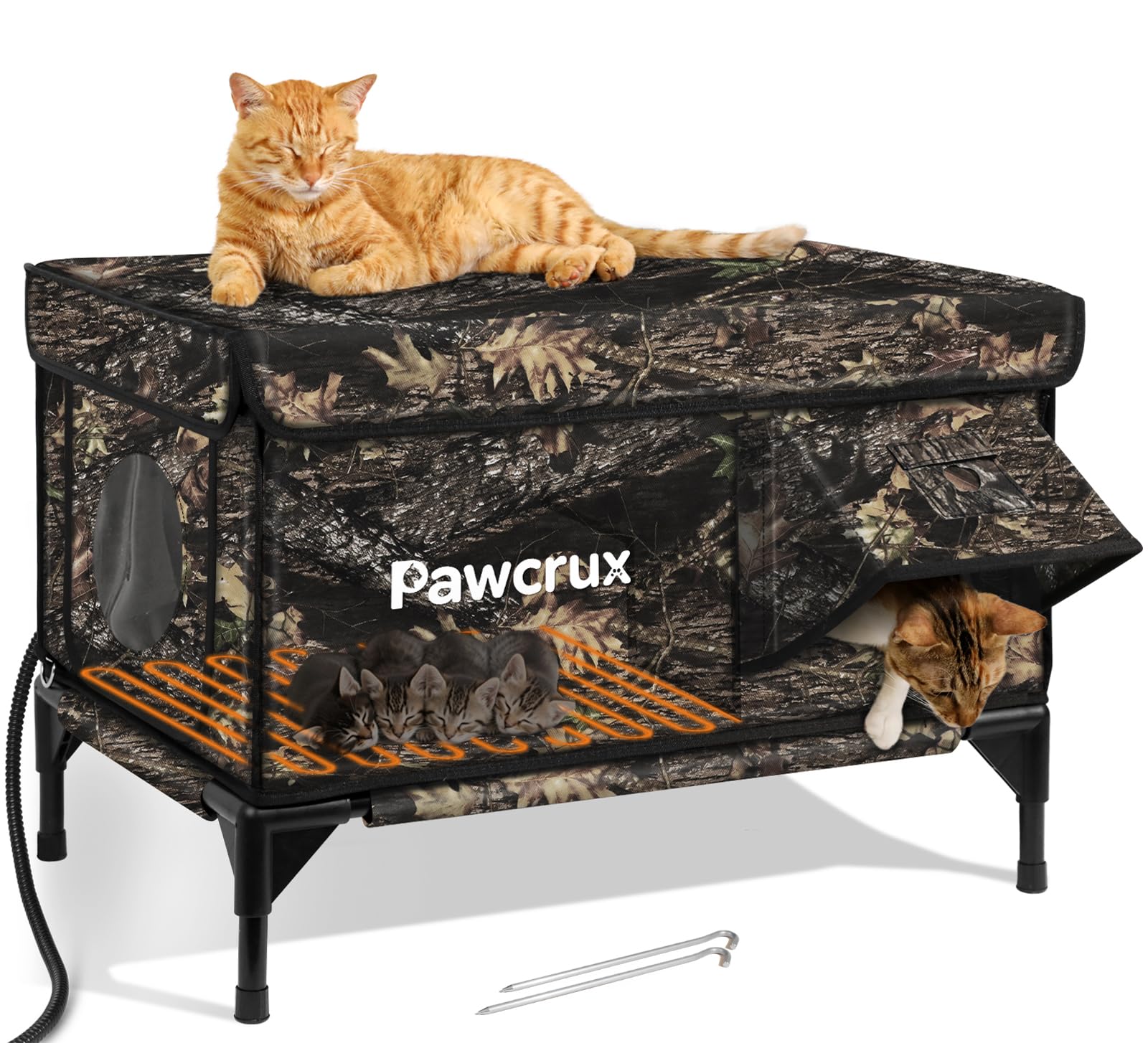 La eekkii casa-gato-calentada-externa ofrece refugio cálido para gatos al aire libre.