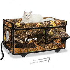 eekkii casa-gatos-calefaccionada con doble-puerta, refugio exterior cómodo