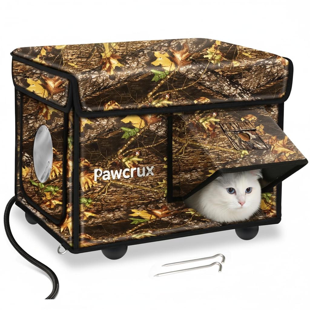 eekkii casa-gatos calefaccionada con puertas duales para uso al aire libre