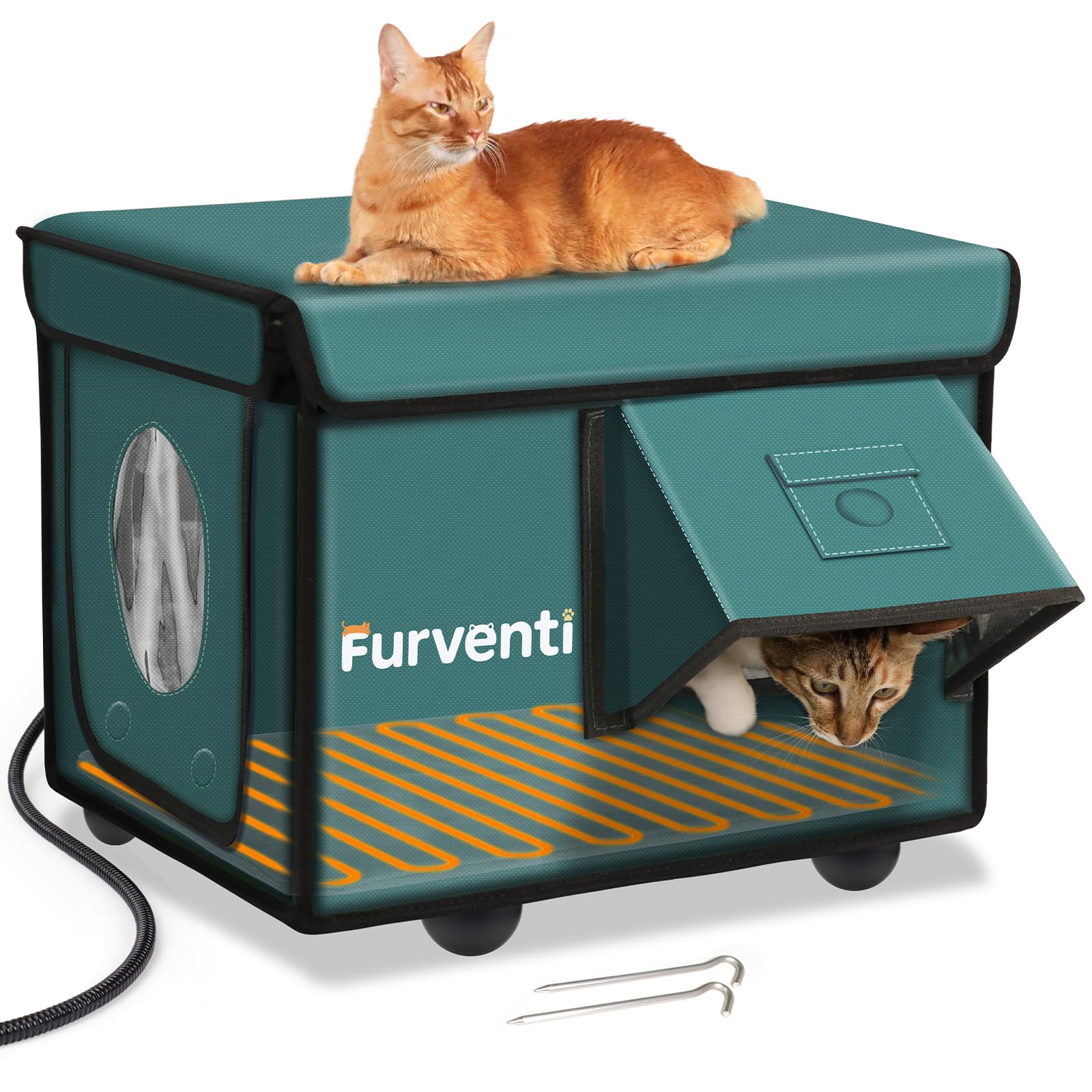 La casa para gatos de eekkii con puertas dobles ofrece refugio seguro al aire libre.