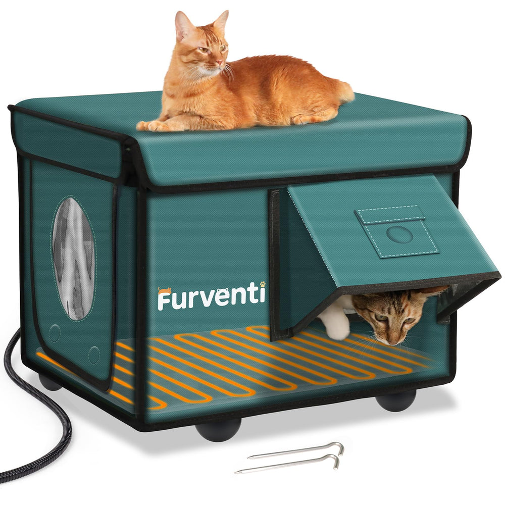 La casa para gatos de eekkii con puertas dobles ofrece refugio seguro al aire libre.
