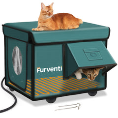 La casa para gatos de eekkii con puertas dobles ofrece refugio seguro al aire libre.