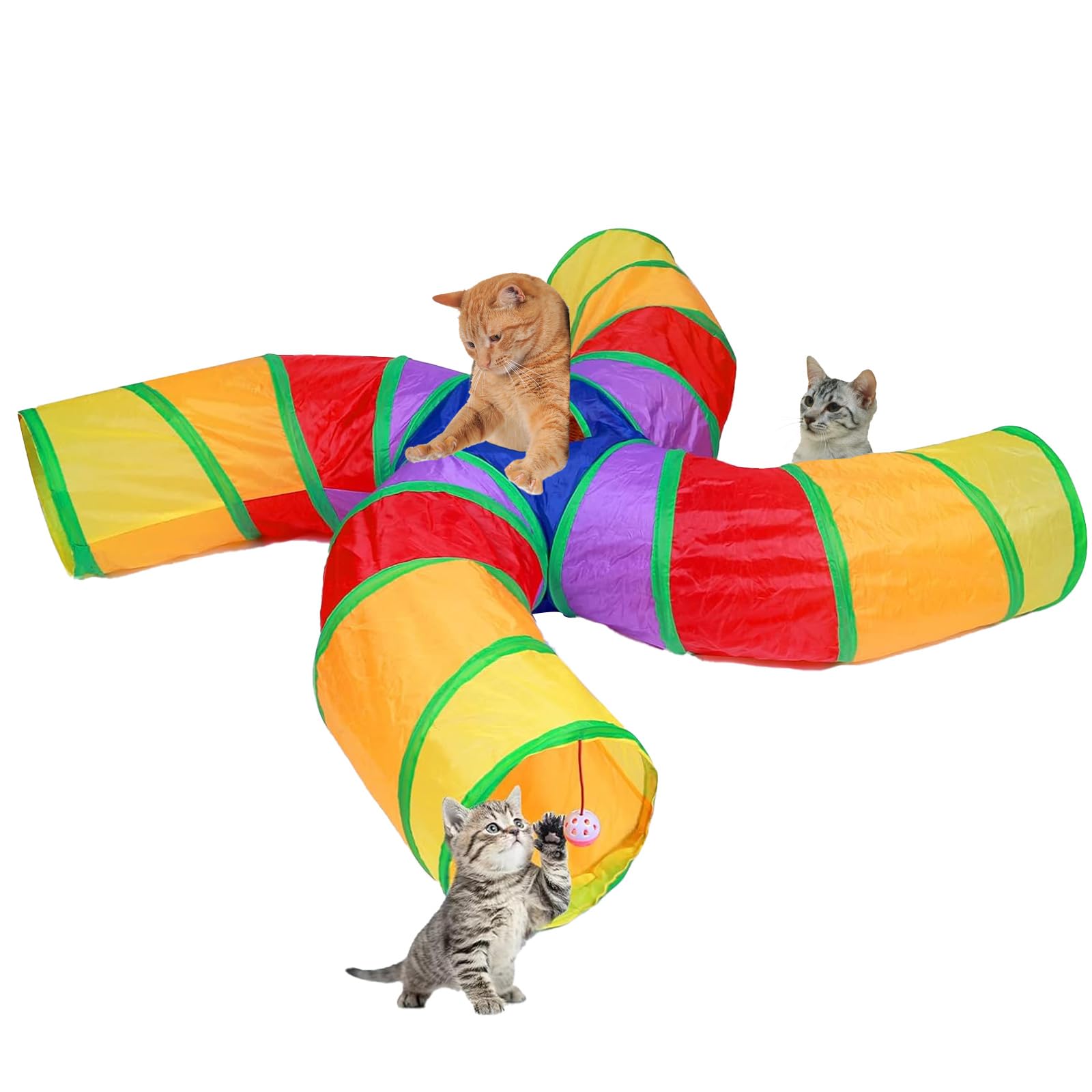 Túnel EGETOTA para gatos con bola de juego fomenta actividad y exploración.