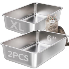 Caja EGMEHOAD de arena en acero inoxidable XL para gatos grandes, material duradero.
