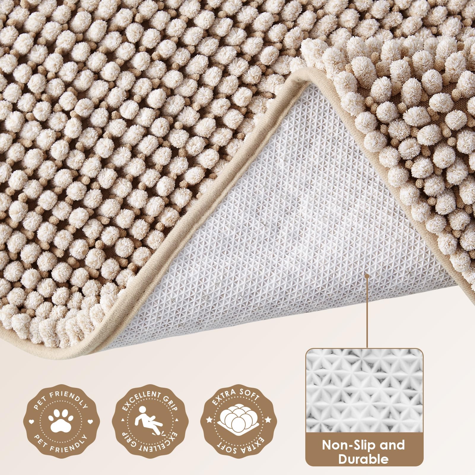 Alfombra de chenille suave, resistente a garras.