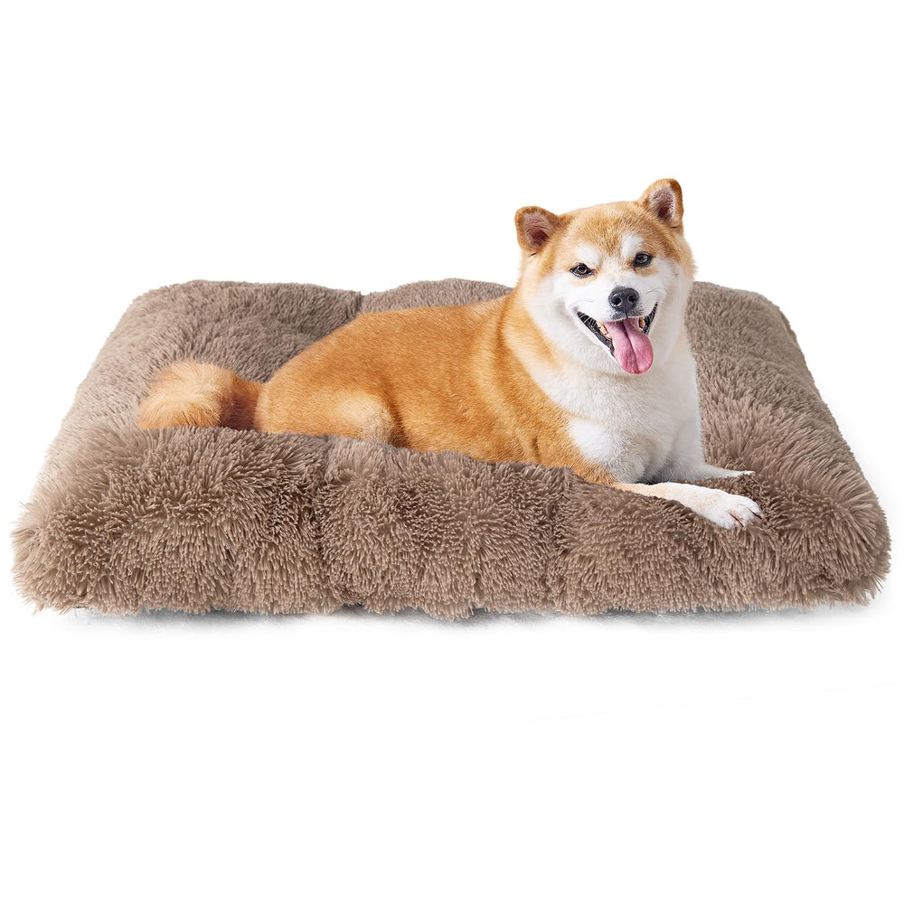 EHEYCIGA cama-jaula-perro-pelo-suave Camel, descanso cómodo para perros grandes