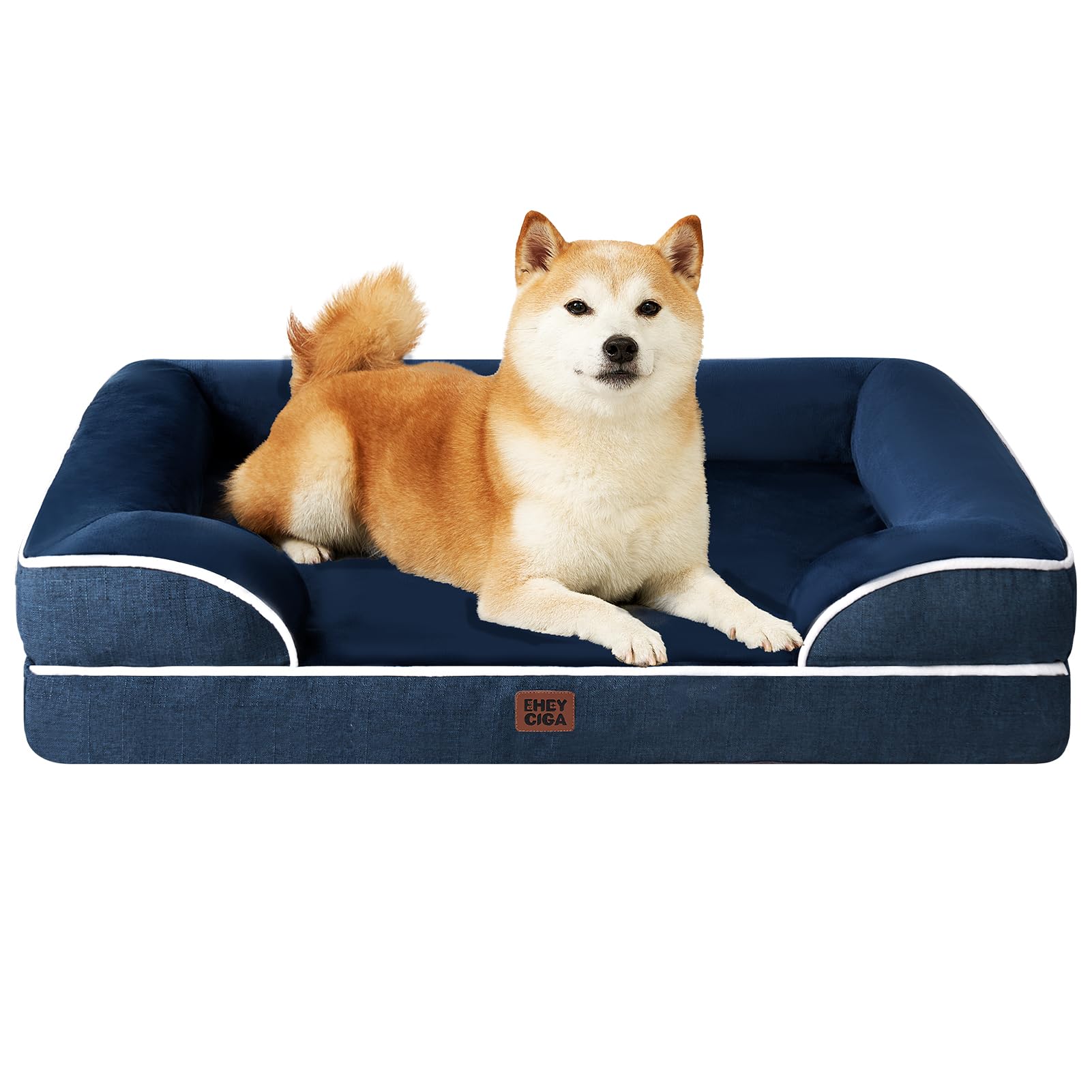 Cama ortopédica EHEYCIGA para perros grandes con espuma de memoria y soporte.