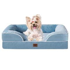 Cama ortopédica EHEYCIGA para perros pequeños, vista frontal, enfoque en soporte y confort.