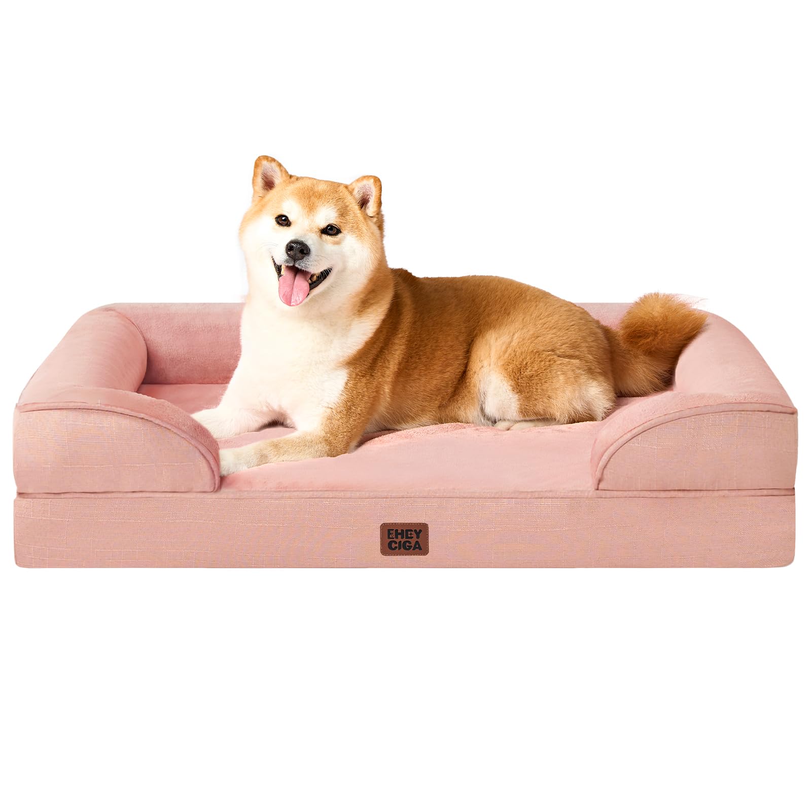 Cama ortopédica EHEYCIGA para perros grandes con espuma viscoelástica y soporte suave.