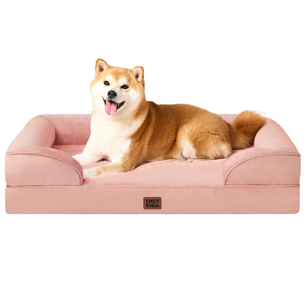 Cama ortopédica EHEYCIGA para perros grandes con espuma viscoelástica y soporte suave.