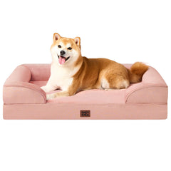 Cama ortopédica EHEYCIGA para perros grandes con espuma viscoelástica y soporte suave.