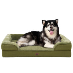 Cama ortopédica XXL EHEYCIGA con funda impermeable para perros grandes en color oliva
