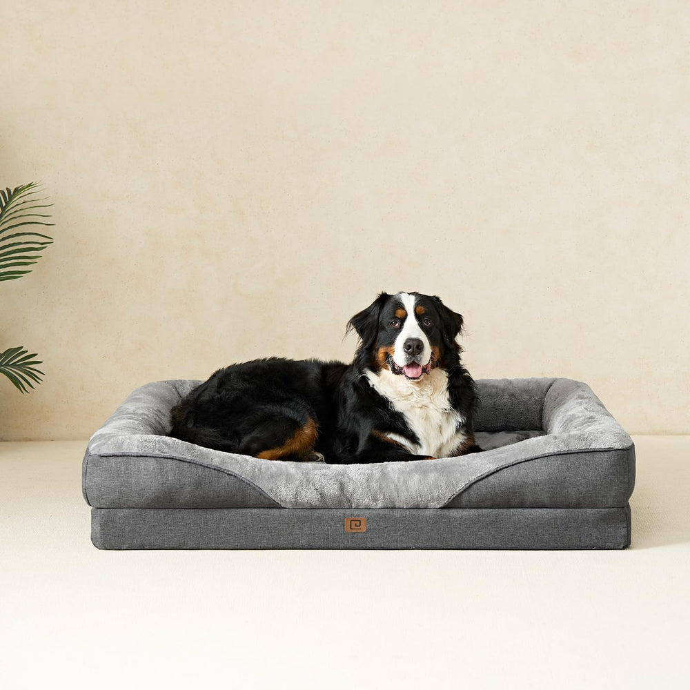 Bordes de apoyo acolchados que rodean al perro al dormir.