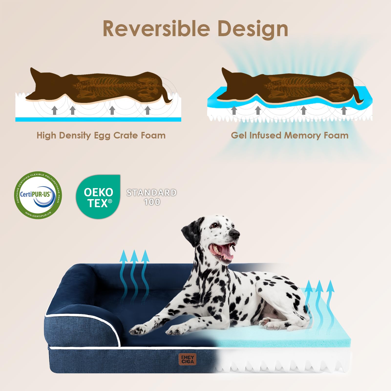 Cama de gran tamaño EHEYCIGA para perros de hasta 100 lb