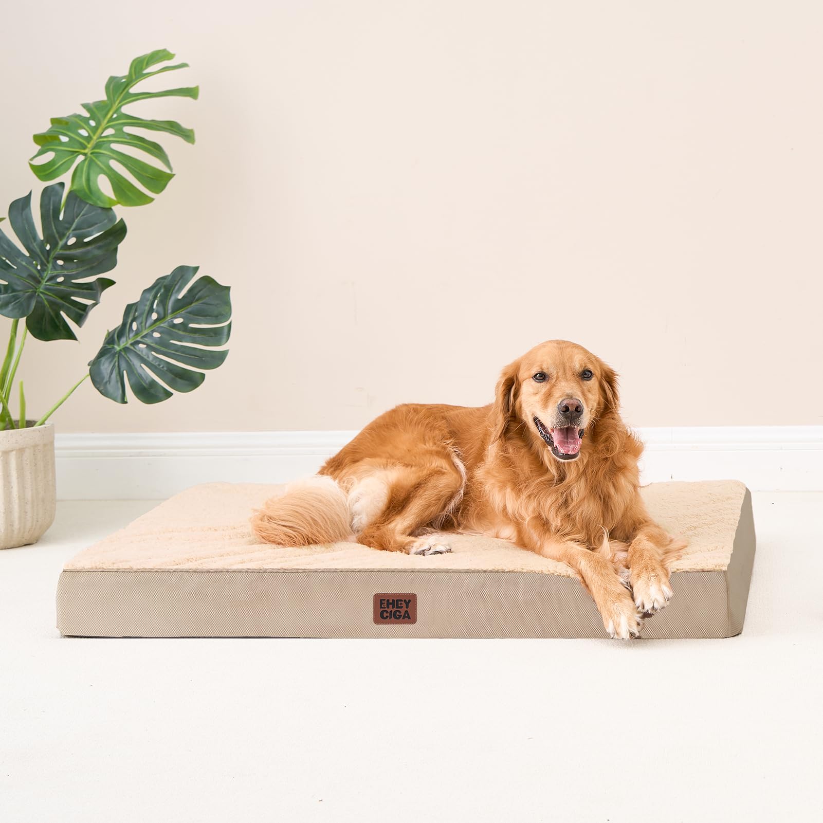 Cama EHEYCIGA en tono caqui, diseño duradero